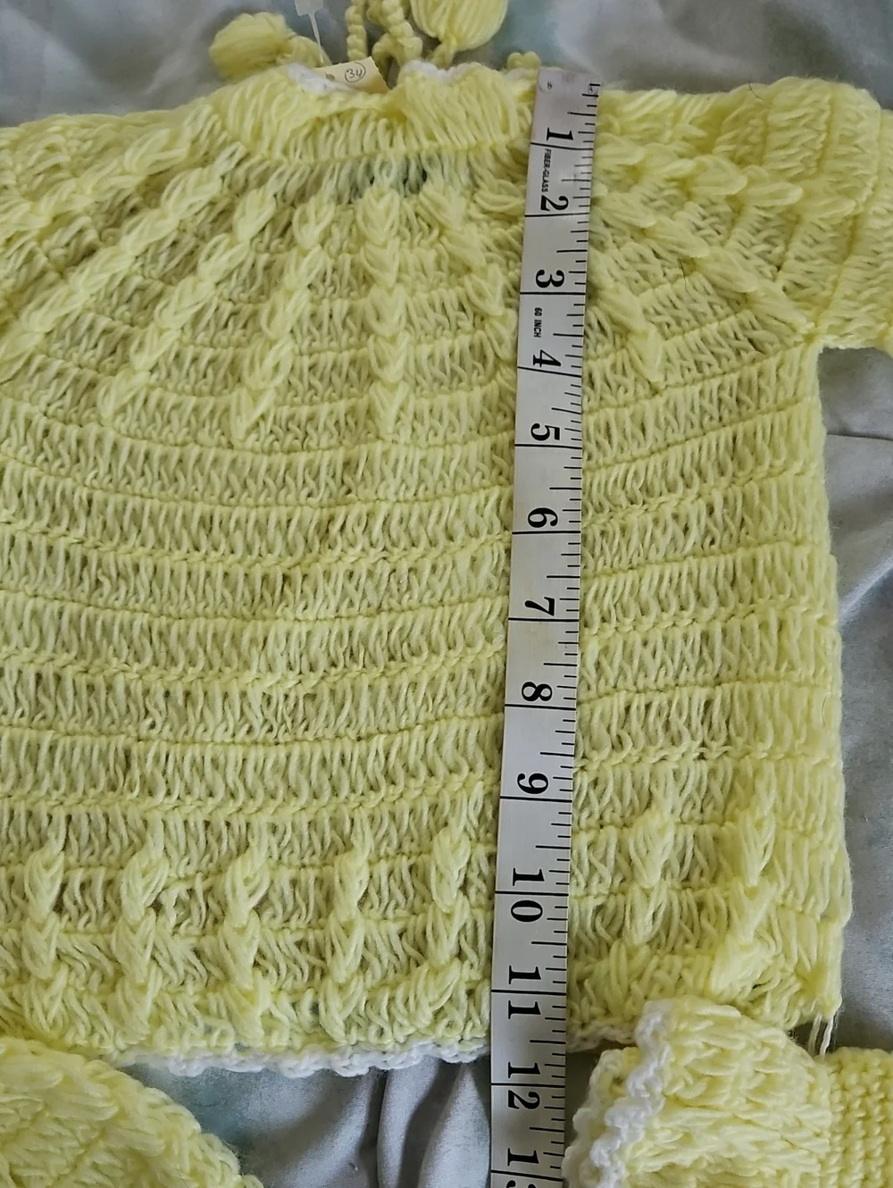 NWT Vintage Lo-Knit Yellow Baby Sweater, Hat, Booties Set